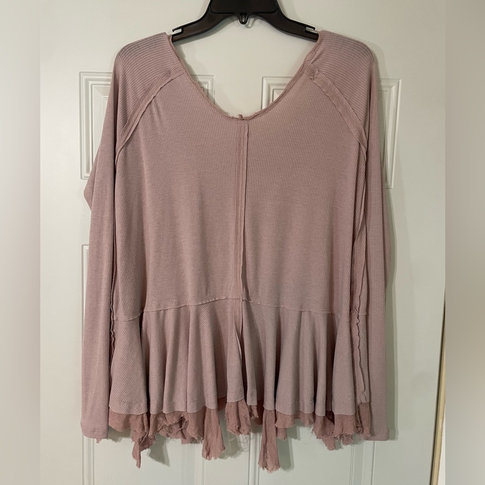 Free People Size XS Tangerine Tee in Mauve pink top blouse long sleeve - Picture 5 of 5